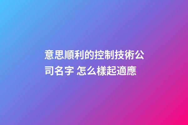 意思順利的控制技術公司名字 怎么樣起適應-第1張-公司起名-玄機派